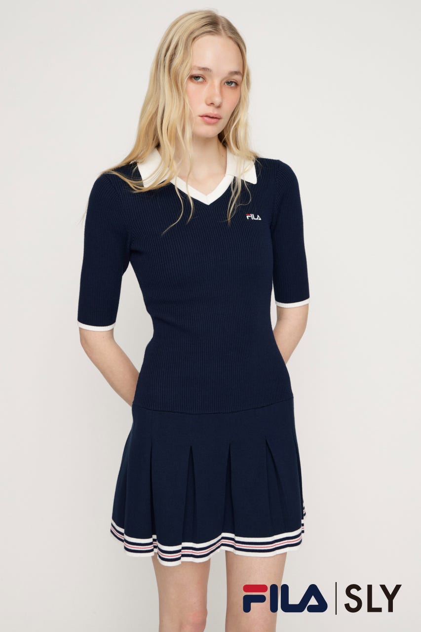FILA x SLY BOX PLEATS ショートワンピース NVY 1