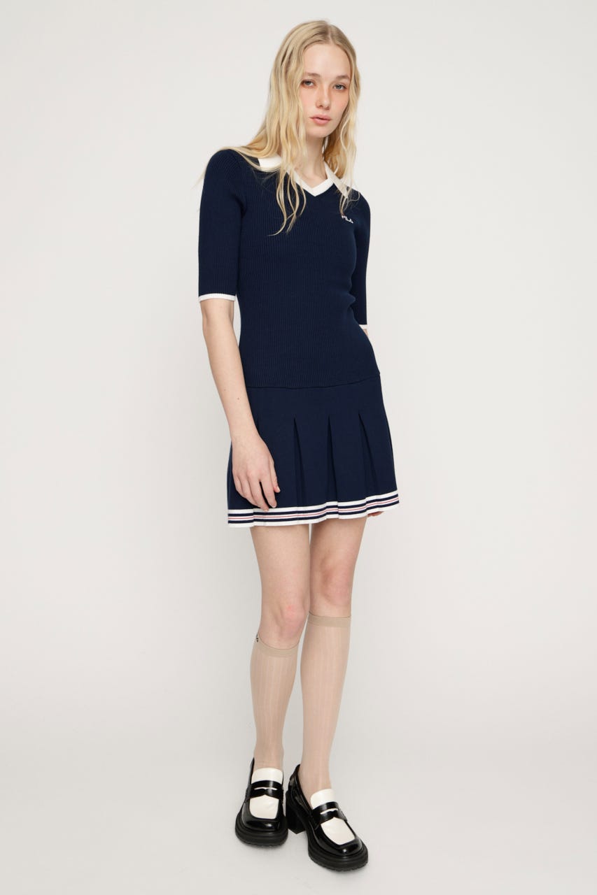 FILA x SLY BOX PLEATS ショートワンピース NVY 1