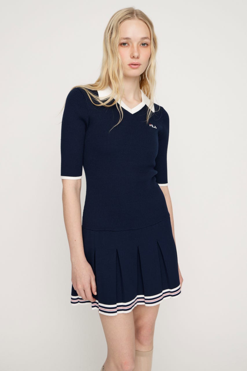 FILA x SLY BOX PLEATS ショートワンピース NVY 1