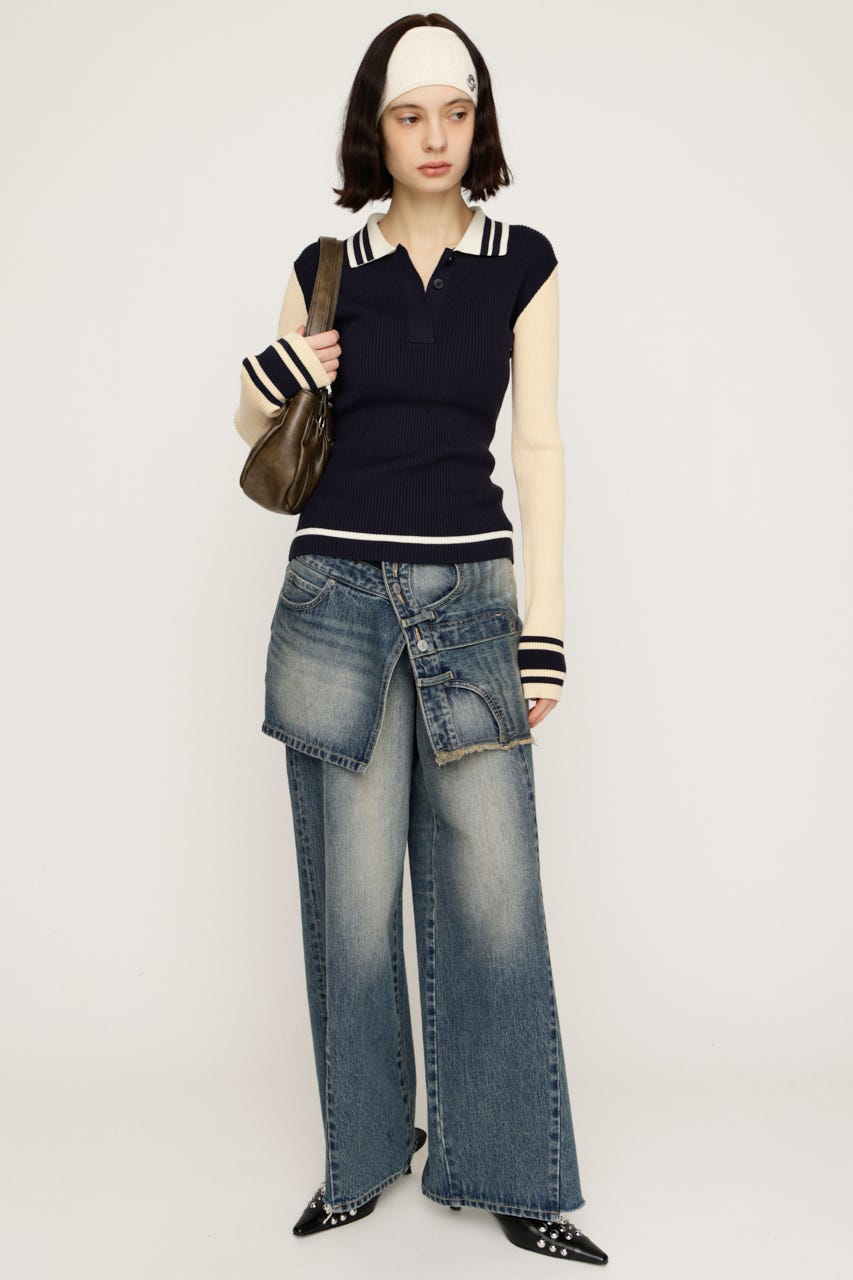 REMAKE ASYMMETRY L／W DENIM パンツ BLU 0