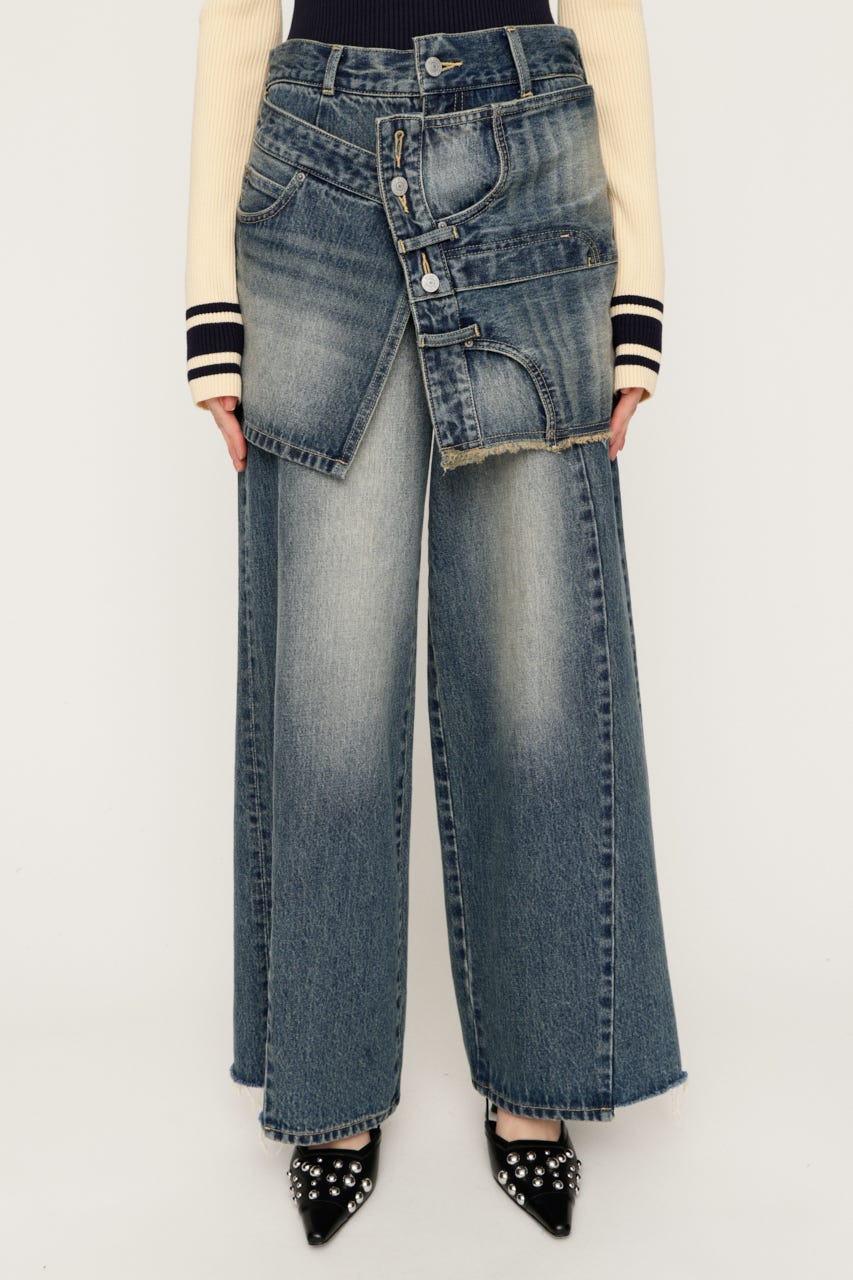 REMAKE ASYMMETRY L／W DENIM パンツ BLU 0