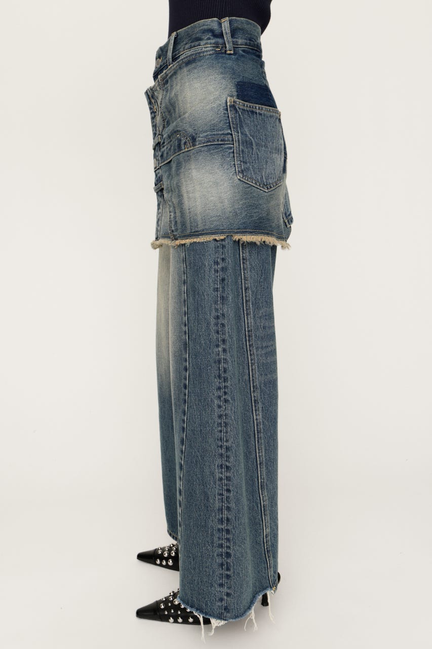 REMAKE ASYMMETRY L／W DENIM パンツ BLU 0