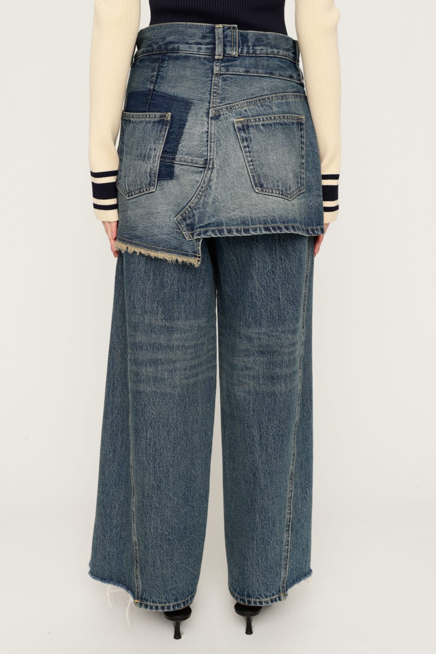 REMAKE ASYMMETRY L／W DENIM パンツ BLU 0