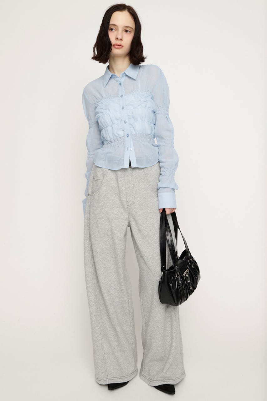 RANDOM SHIRRING トップス L/BLU FREE