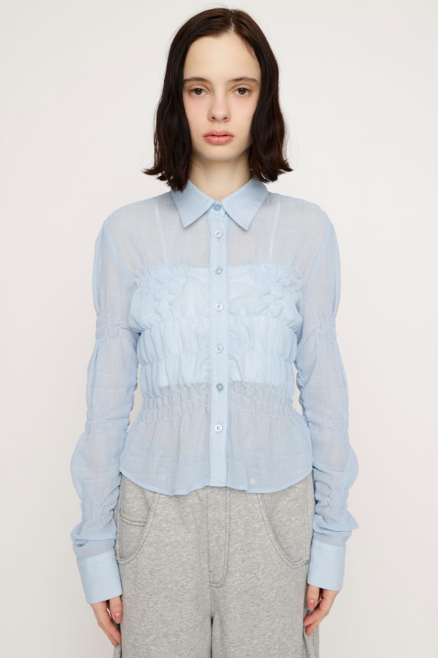 RANDOM SHIRRING トップス L/BLU FREE