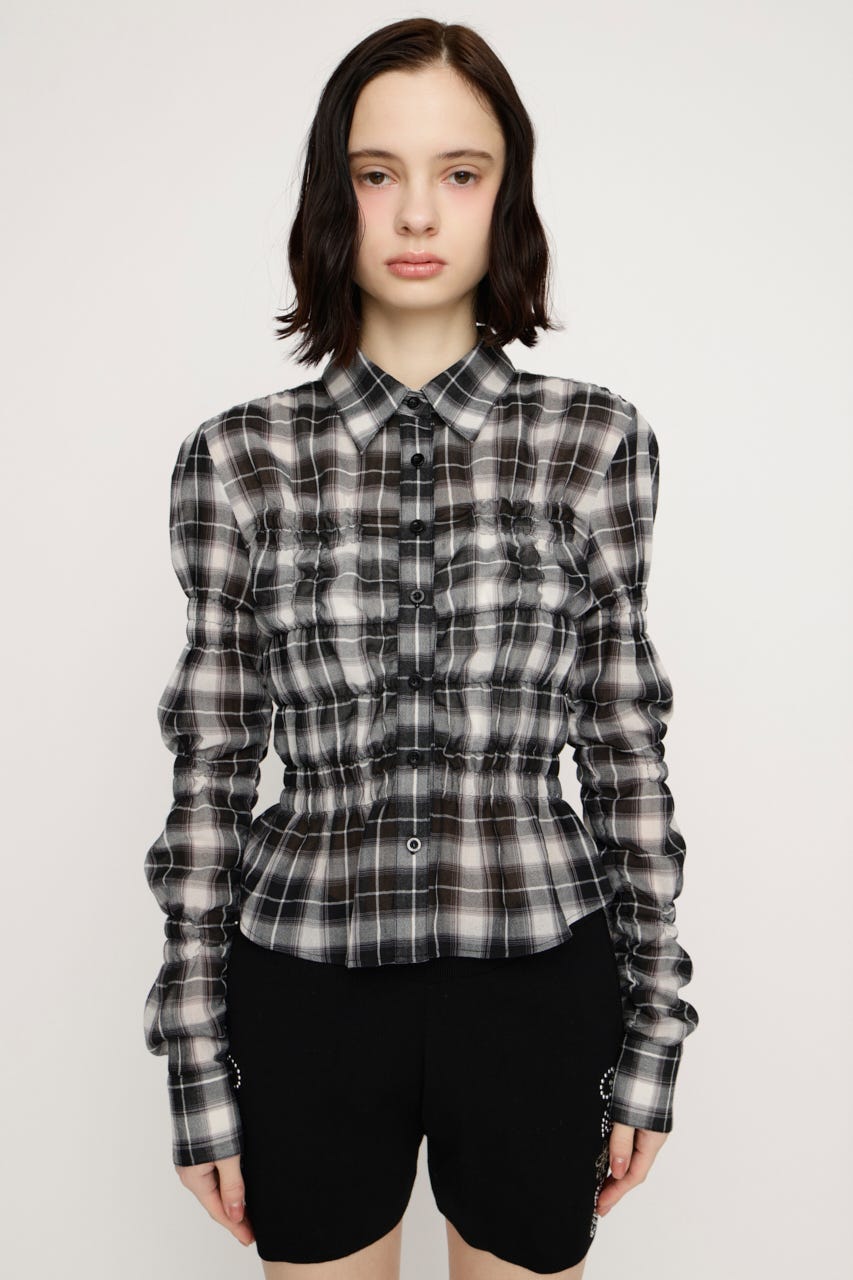 RANDOM SHIRRING トップス M/BLK FREE