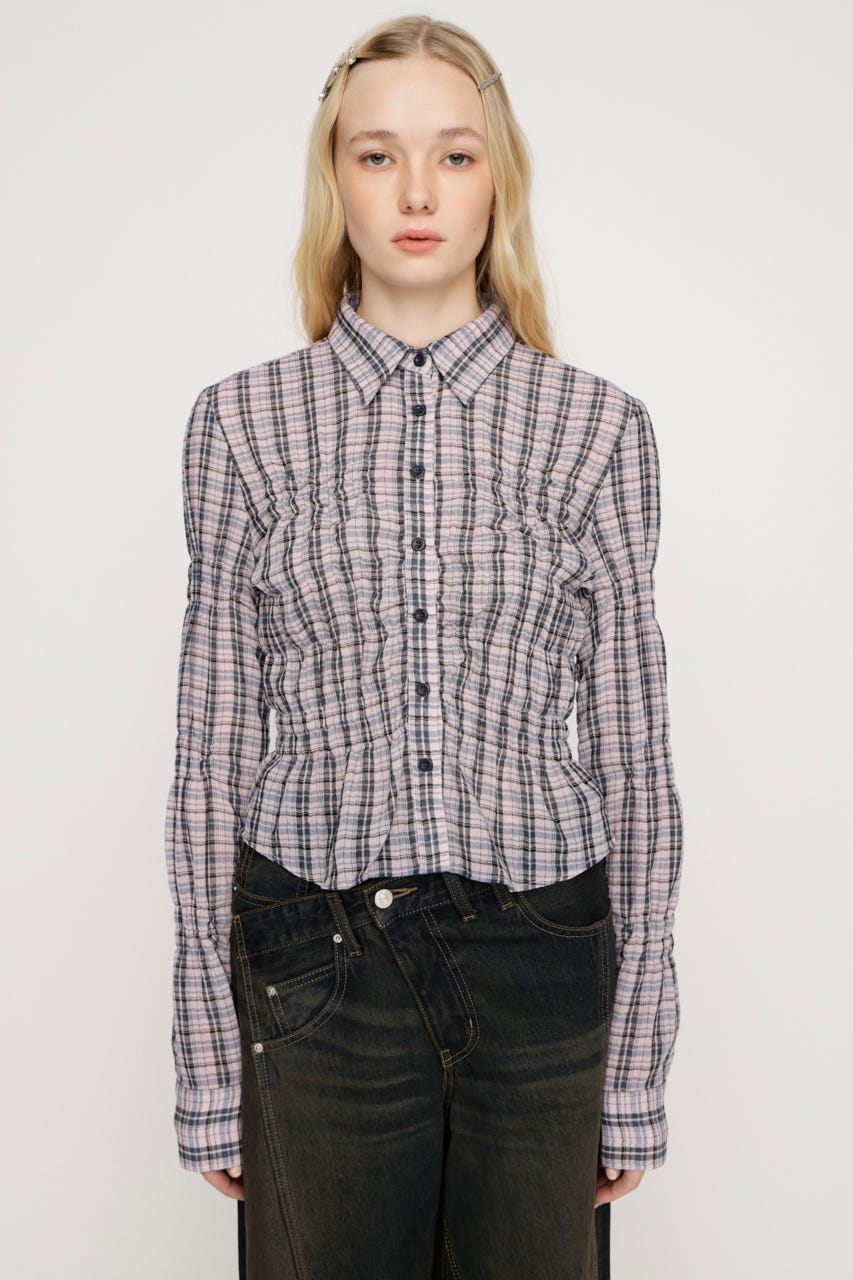 RANDOM SHIRRING トップス M/PNK FREE