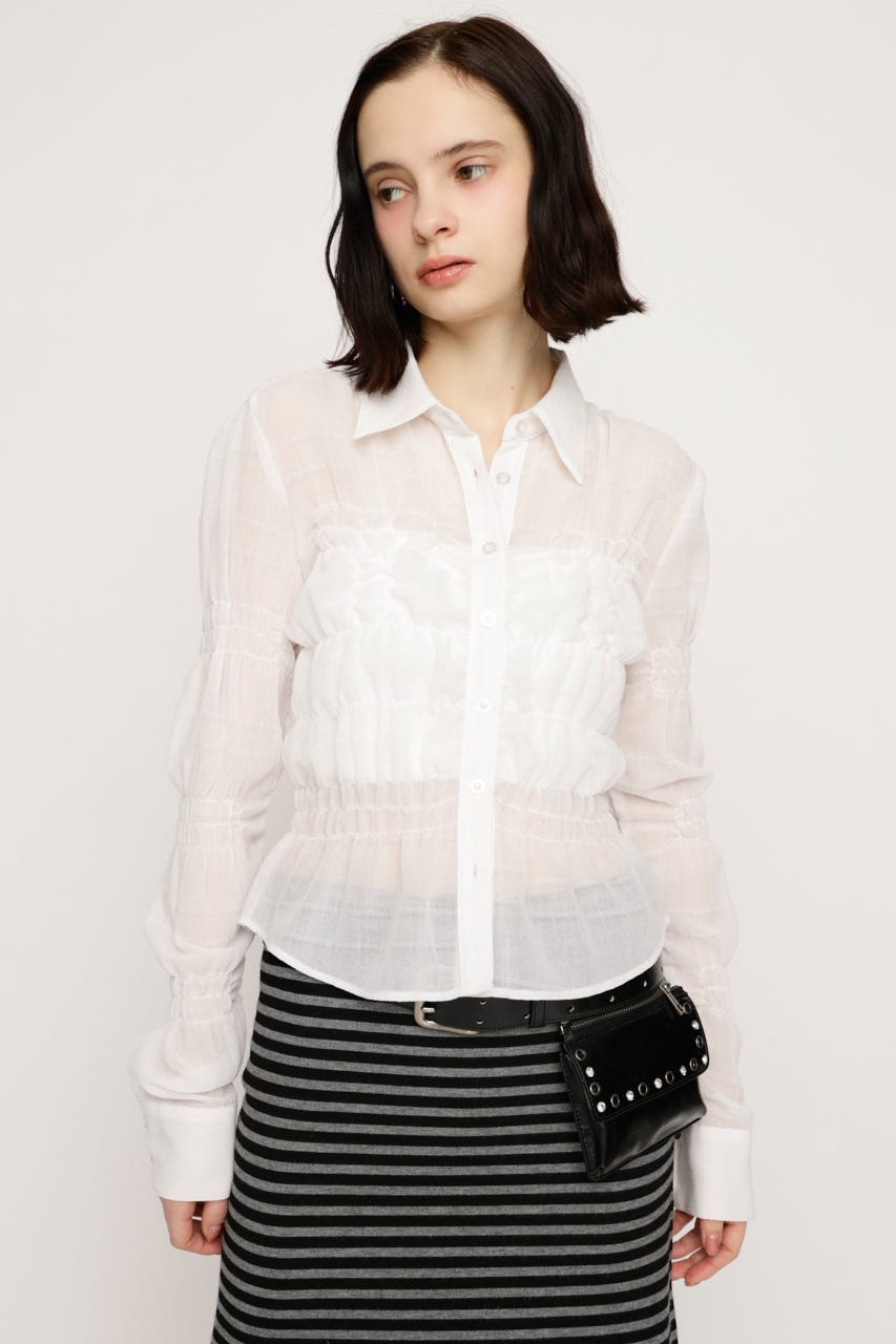 RANDOM SHIRRING トップス WHT FREE