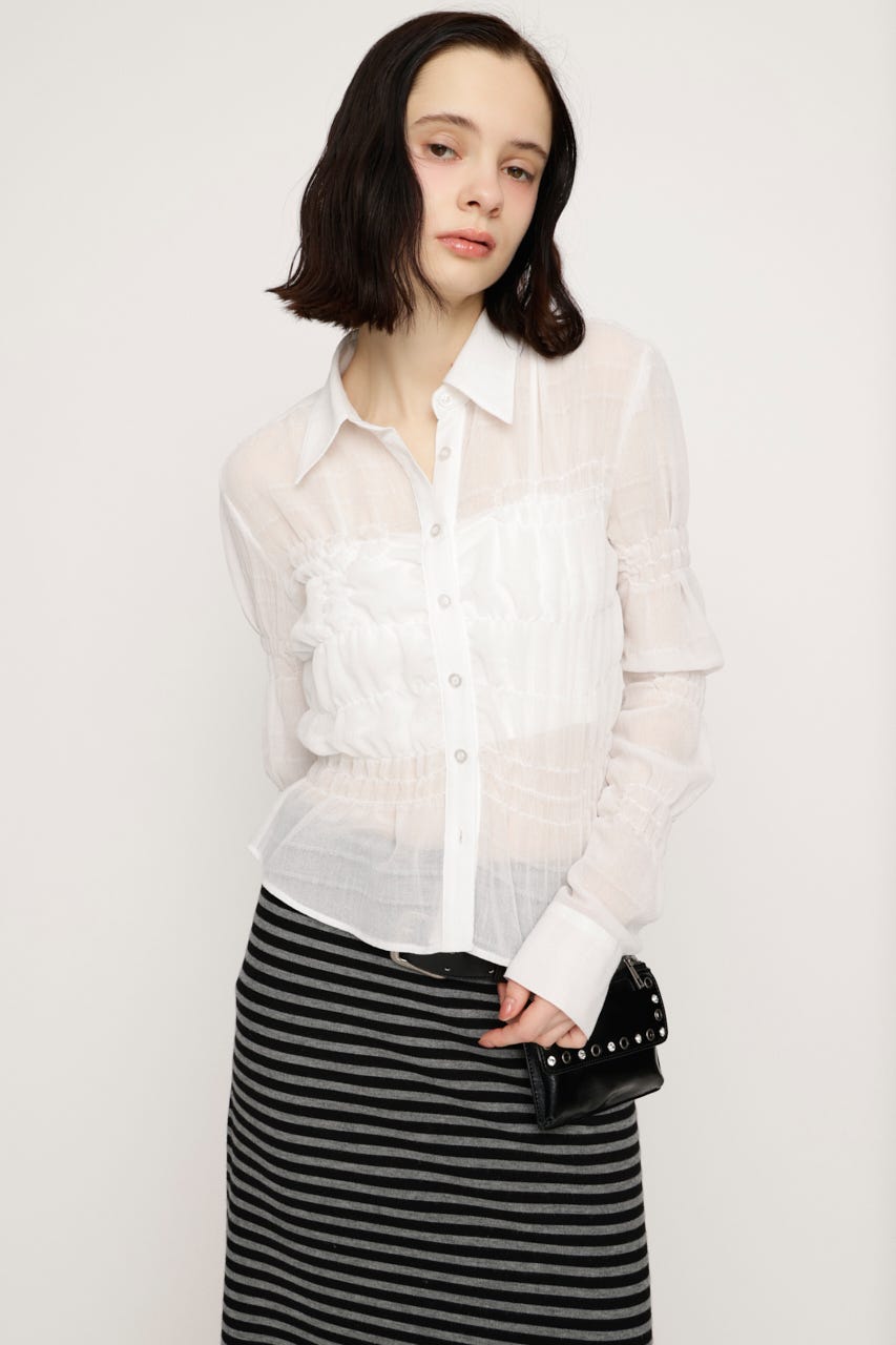 RANDOM SHIRRING トップス WHT FREE