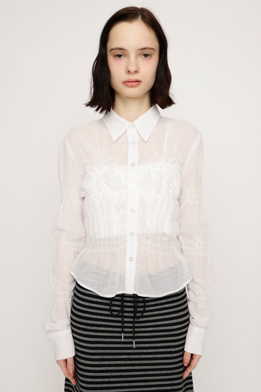 RANDOM SHIRRING トップス WHT FREE