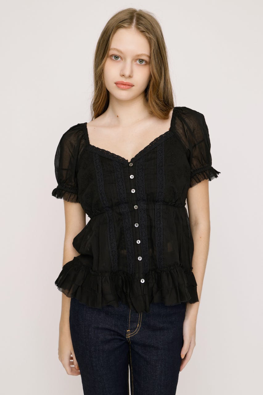 BABY DOLL COTTON ブラウス BLK FREE