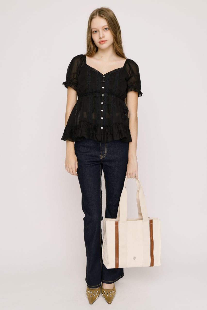 BABY DOLL COTTON ブラウス BLK FREE