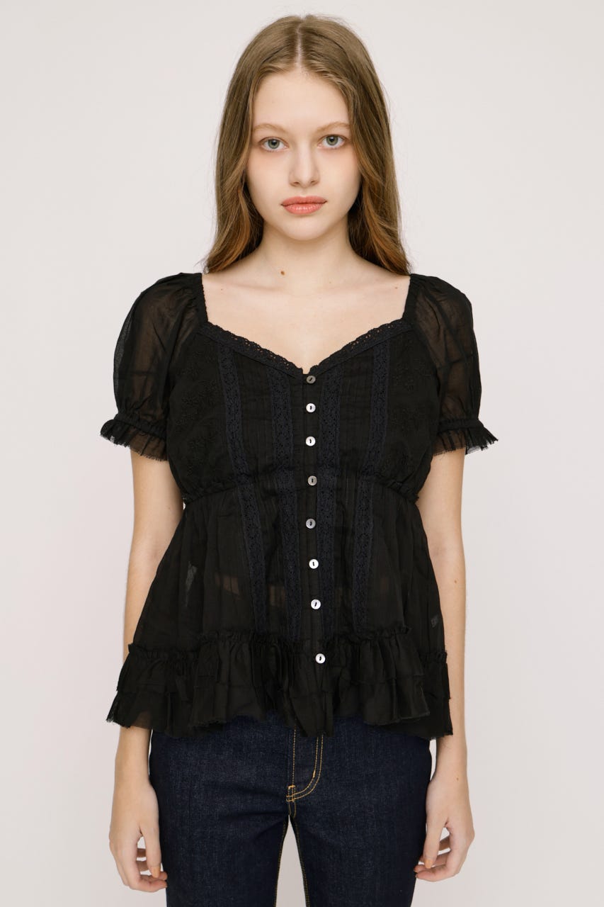 BABY DOLL COTTON ブラウス BLK FREE