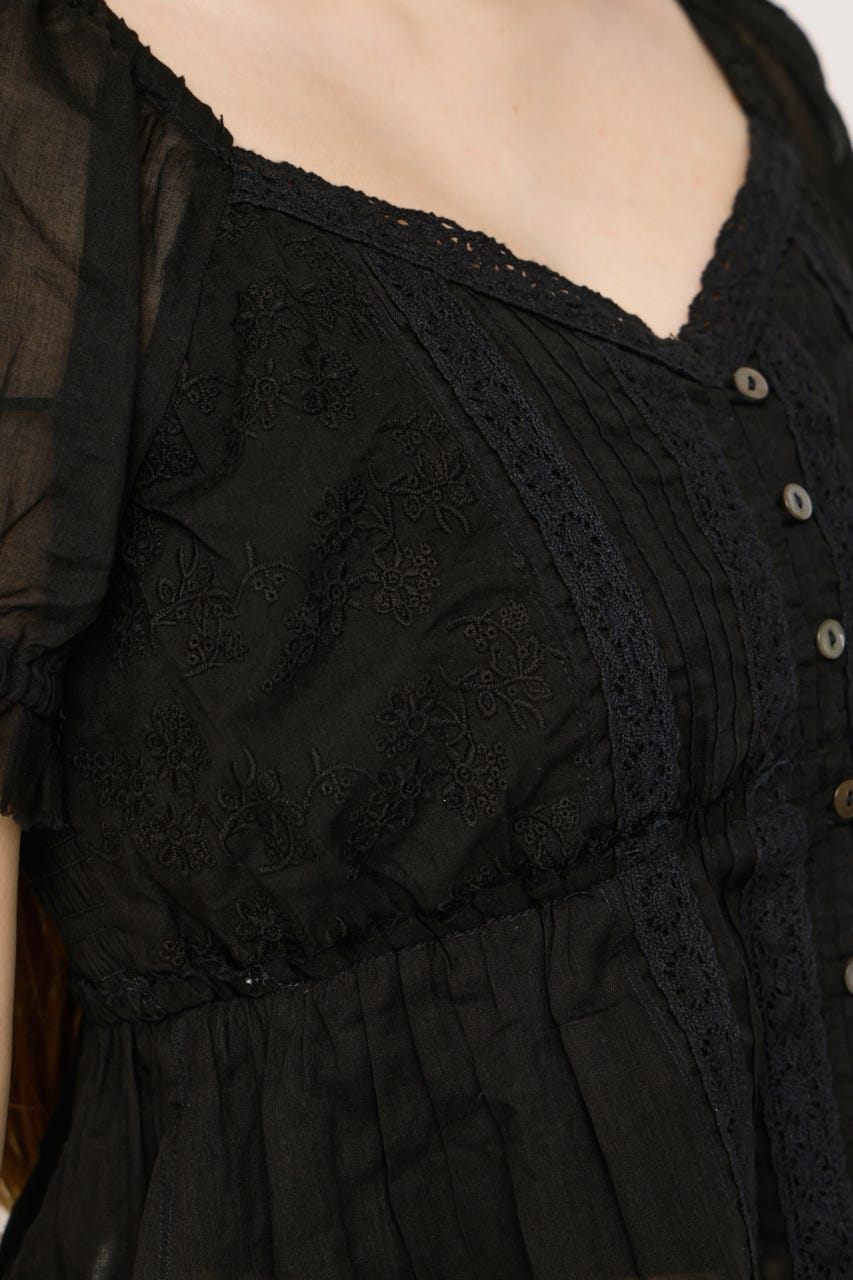 BABY DOLL COTTON ブラウス BLK FREE