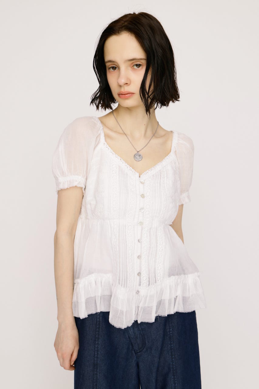 BABY DOLL COTTON ブラウス O/WHT FREE