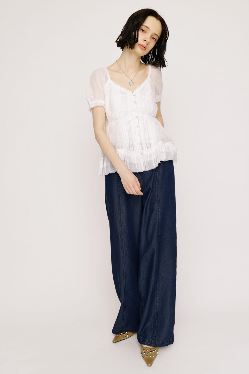 BABY DOLL COTTON ブラウス O/WHT FREE