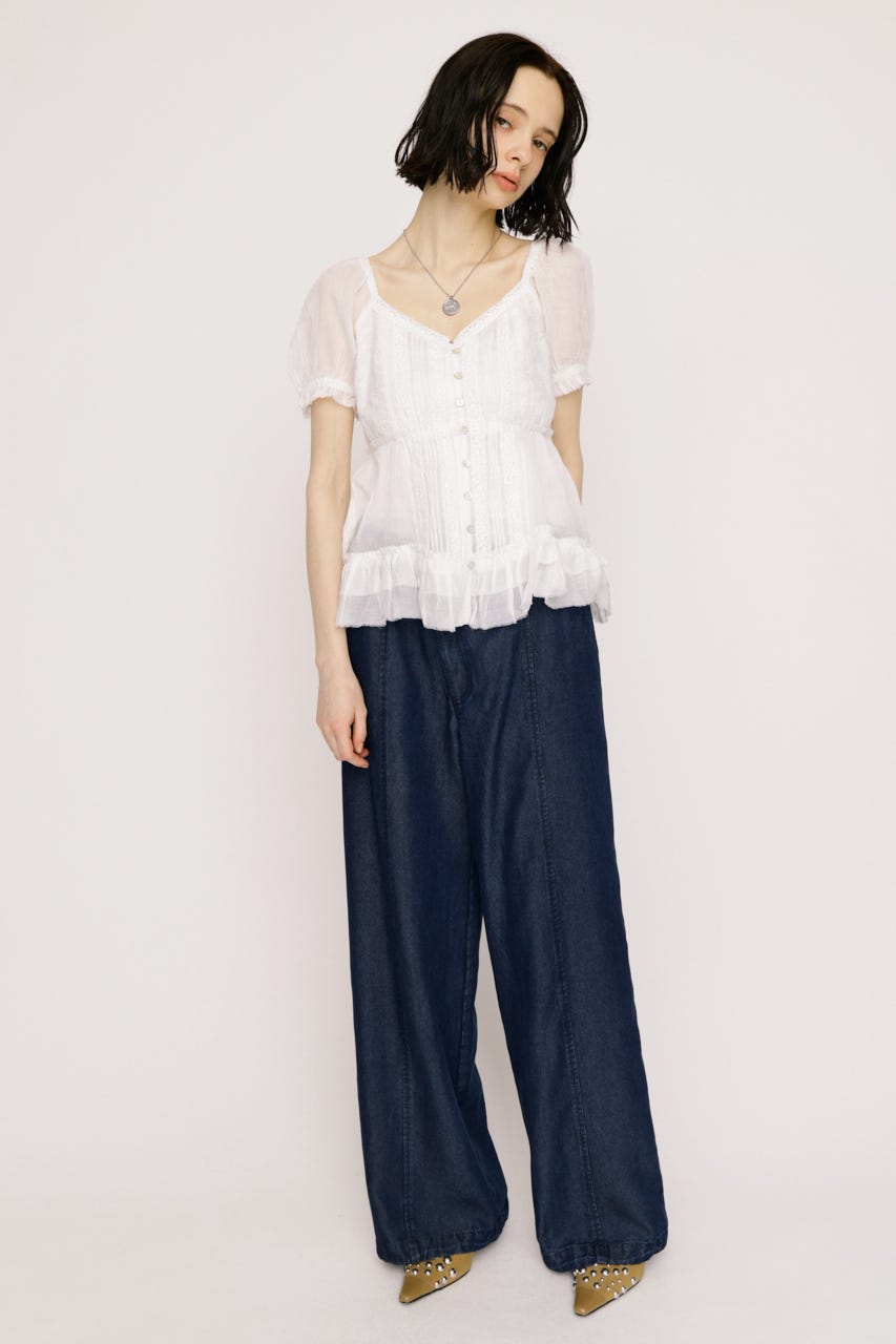 BABY DOLL COTTON ブラウス O/WHT FREE