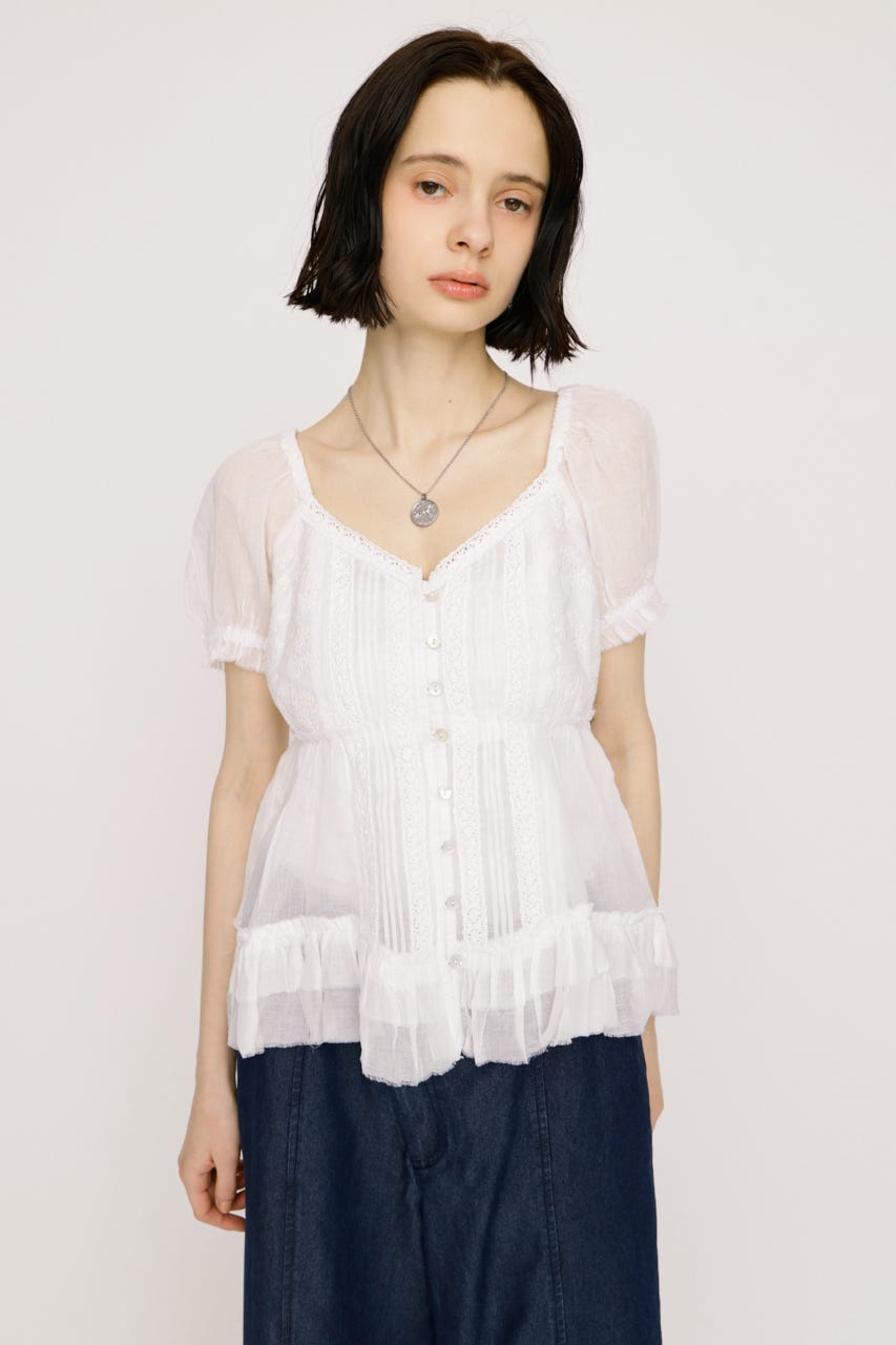 BABY DOLL COTTON ブラウス O/WHT FREE