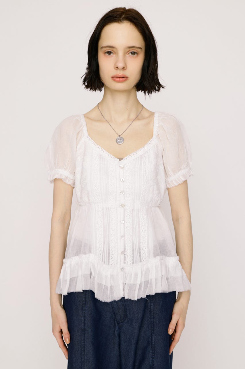 BABY DOLL COTTON ブラウス O/WHT FREE