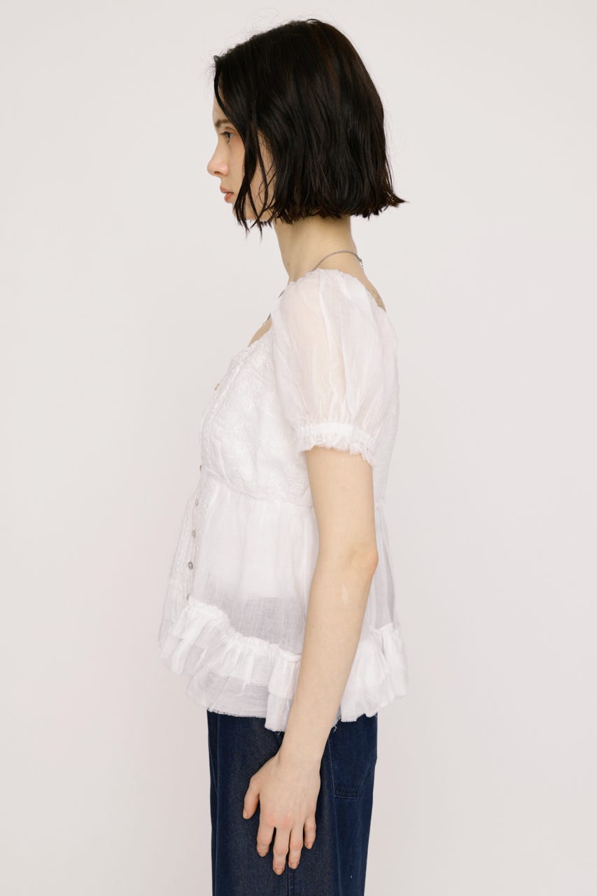 BABY DOLL COTTON ブラウス O/WHT FREE