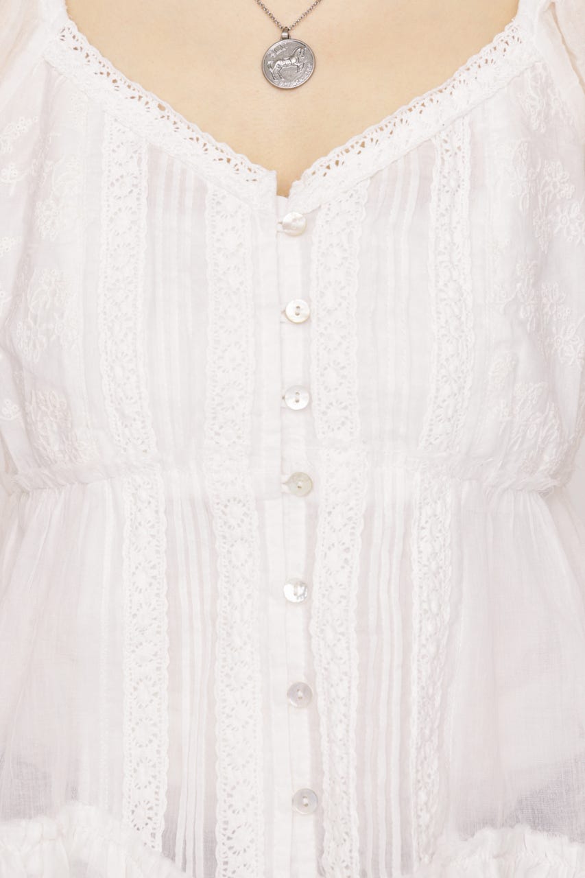 BABY DOLL COTTON ブラウス O/WHT FREE