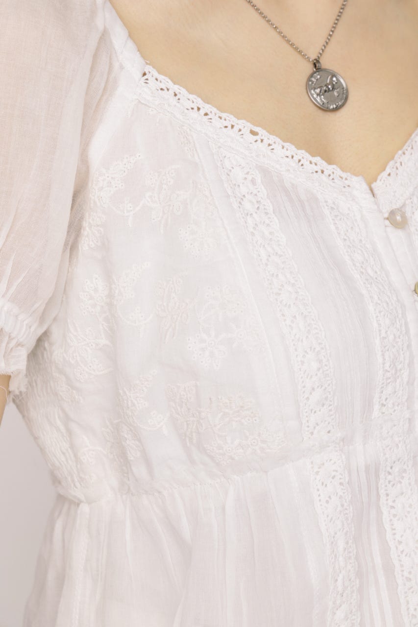 BABY DOLL COTTON ブラウス O/WHT FREE