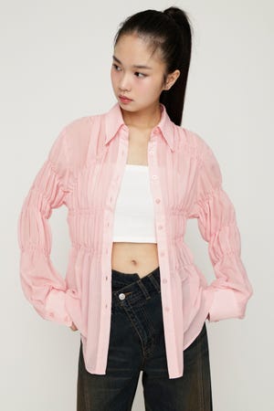 ASYMMETRY SHIRRING SHEER シャツ
