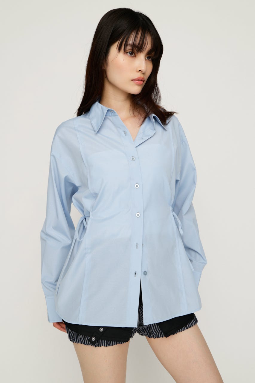【1BUY5％OFF】WAIST SHAPE シャツ L/BLU FREE