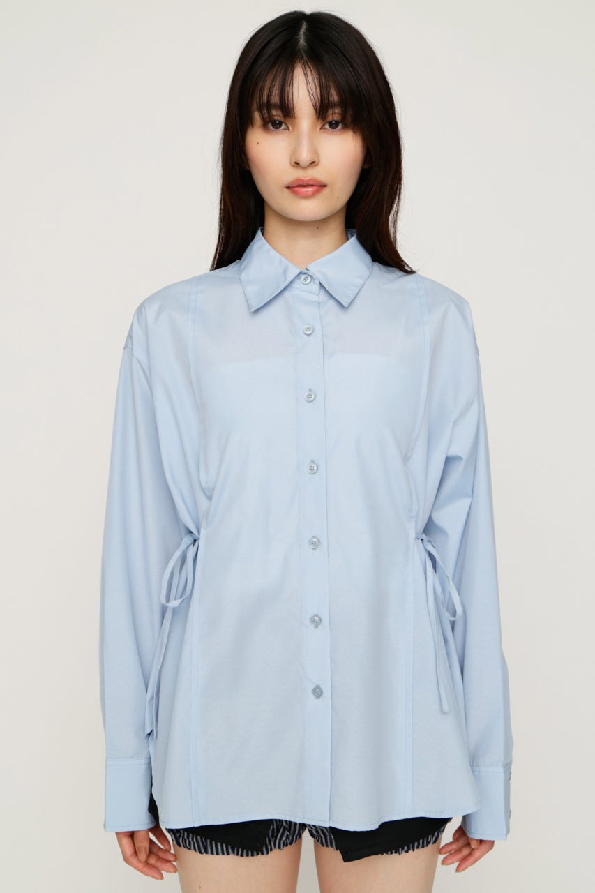 【1BUY5％OFF】WAIST SHAPE シャツ L/BLU FREE