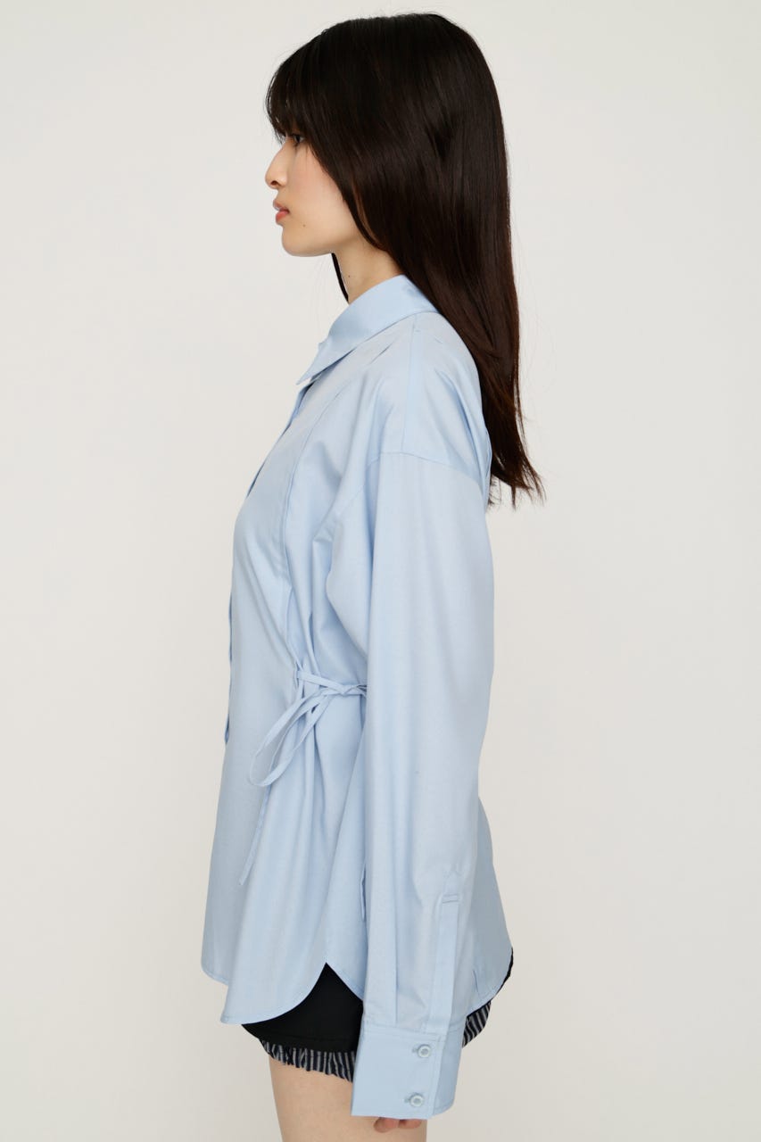 【1BUY5％OFF】WAIST SHAPE シャツ L/BLU FREE