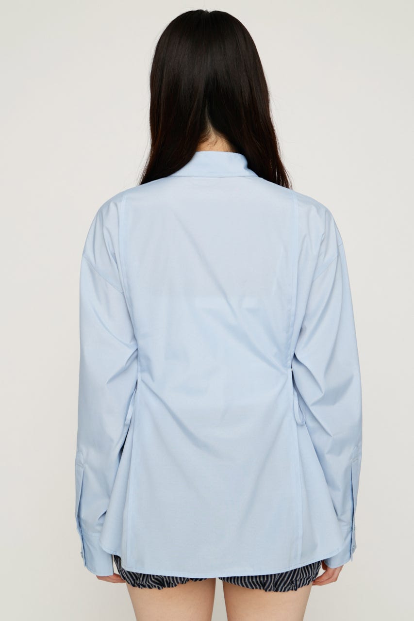 【1BUY5％OFF】WAIST SHAPE シャツ L/BLU FREE