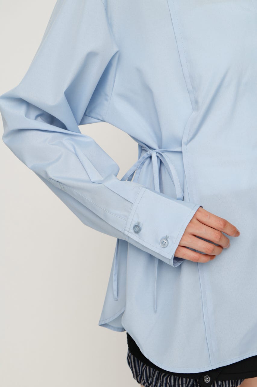 【1BUY5％OFF】WAIST SHAPE シャツ L/BLU FREE