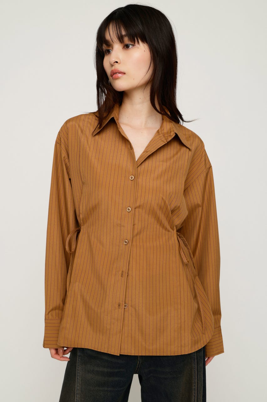 【1BUY5％OFF】WAIST SHAPE シャツ M/BRN FREE