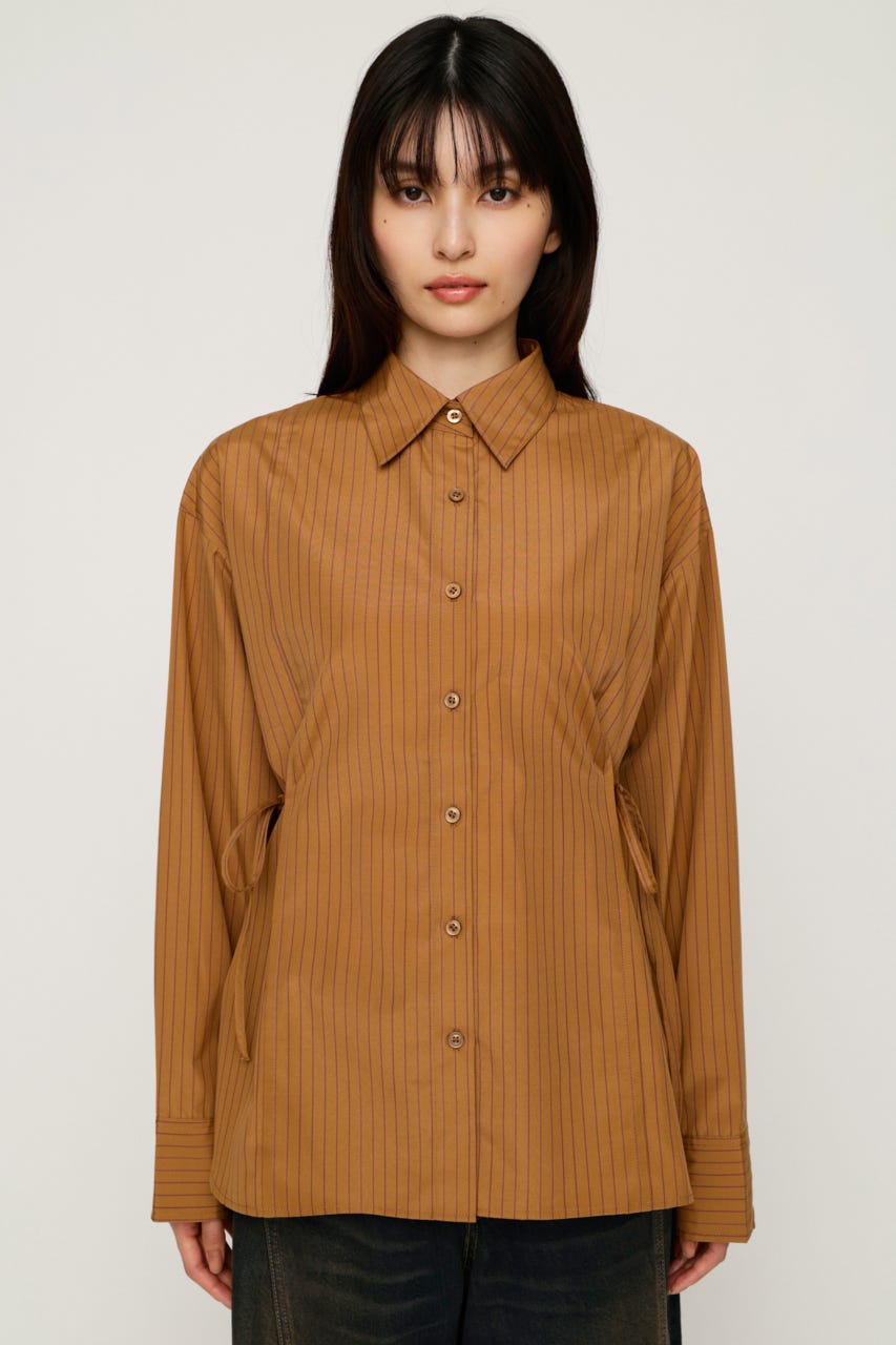 【1BUY5％OFF】WAIST SHAPE シャツ M/BRN FREE