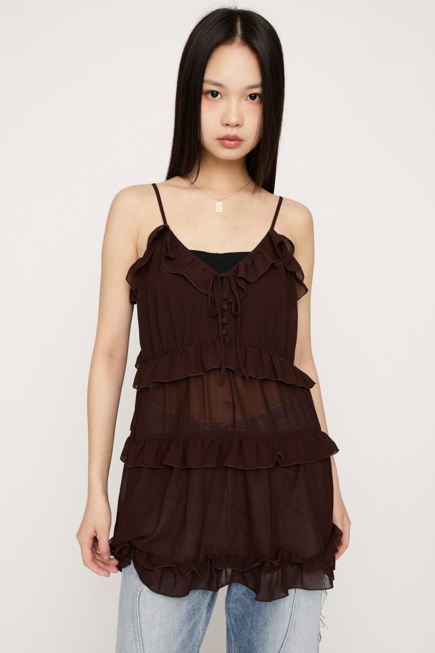 SHEER FRILL CAMI チュニック BRN FREE