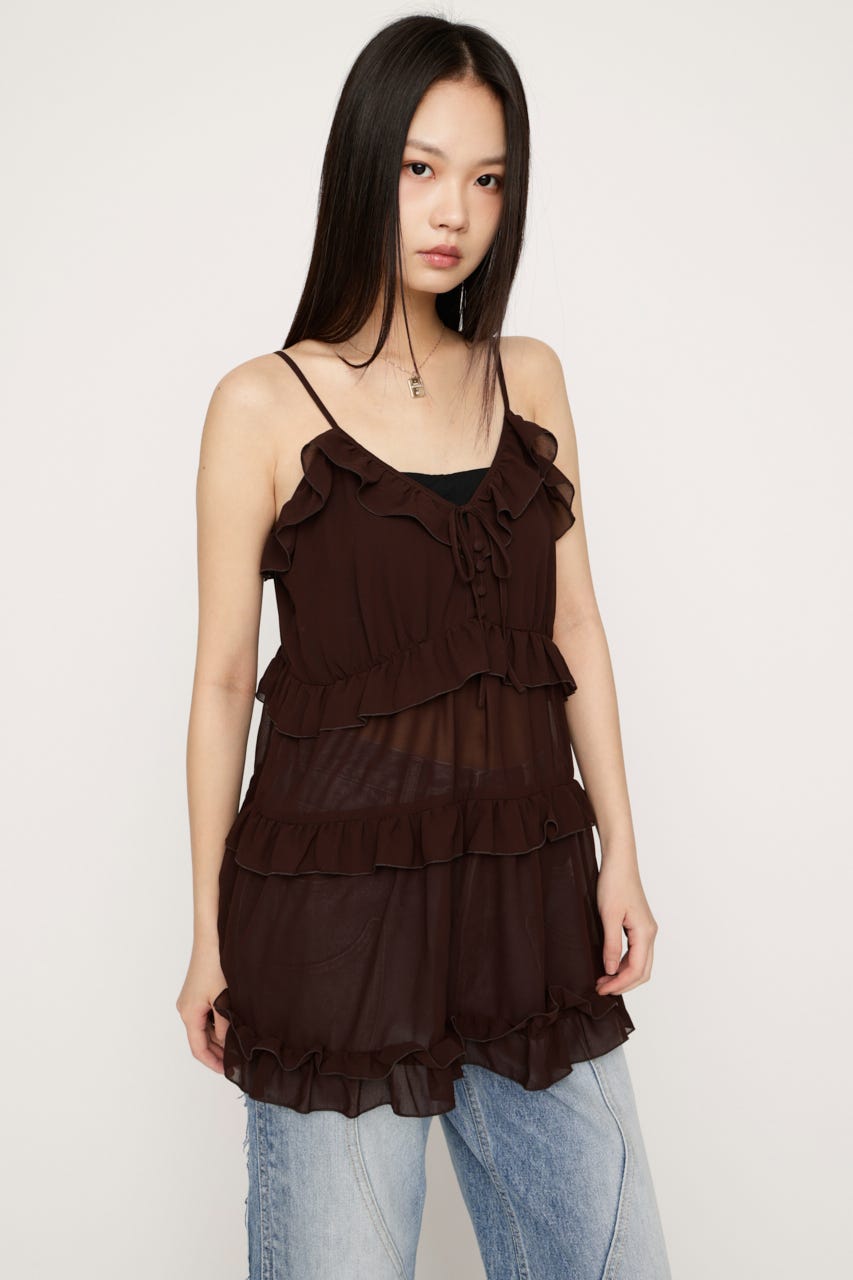 SHEER FRILL CAMI チュニック BRN FREE