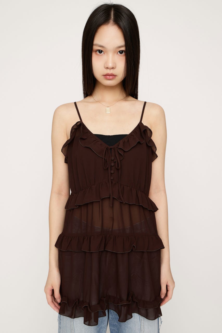 SHEER FRILL CAMI チュニック BRN FREE