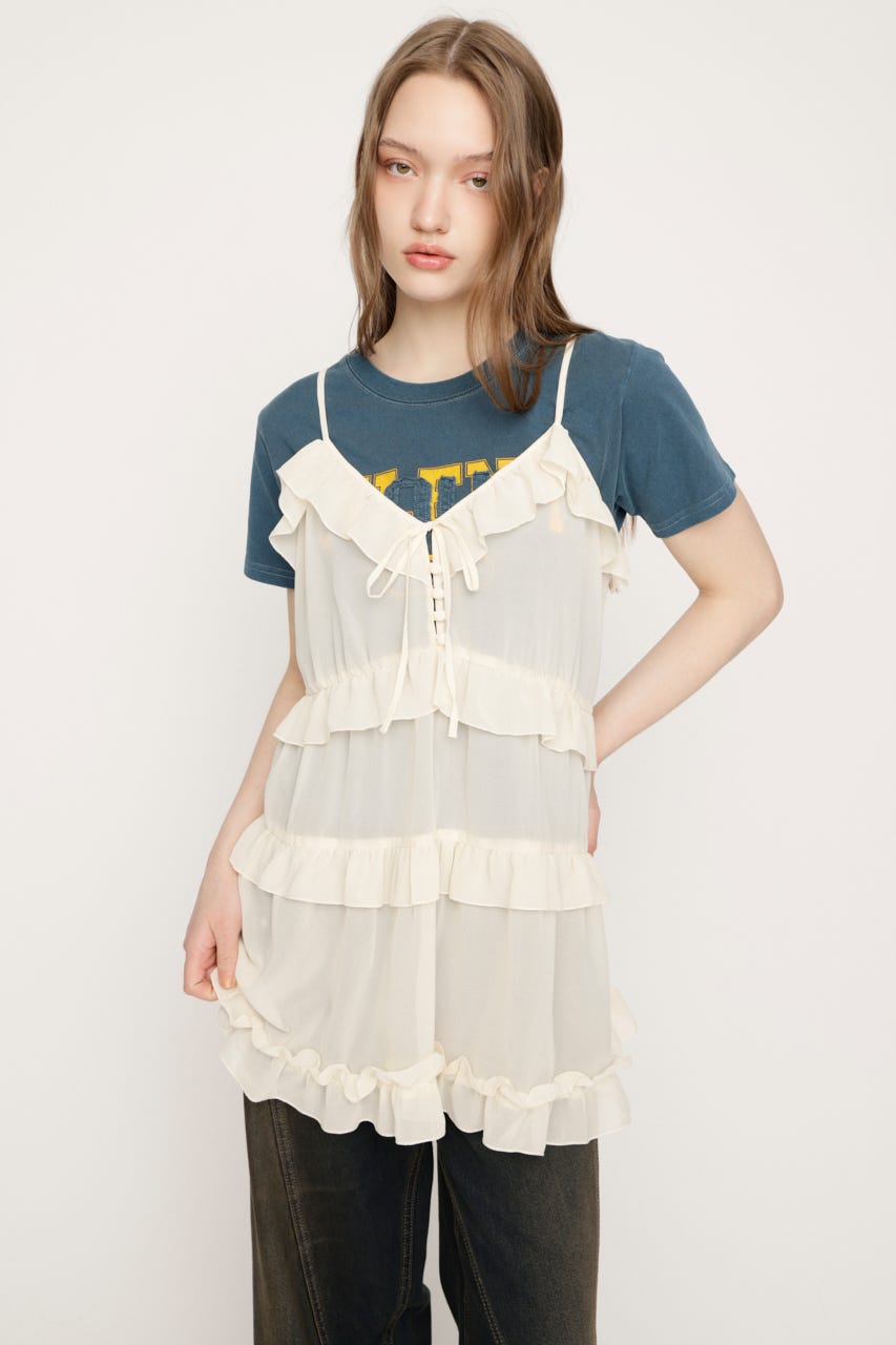 SHEER FRILL CAMI チュニック IVOY FREE