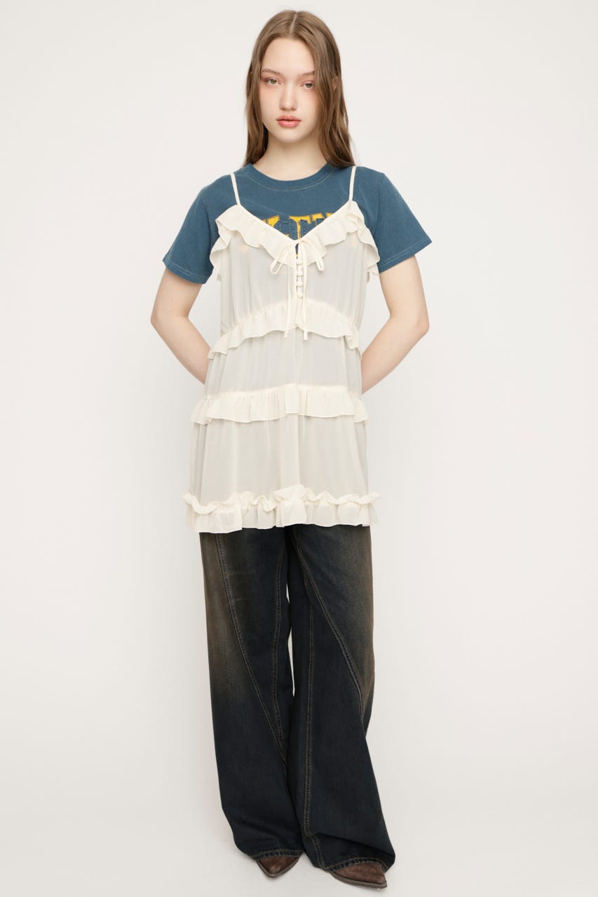 SHEER FRILL CAMI チュニック IVOY FREE