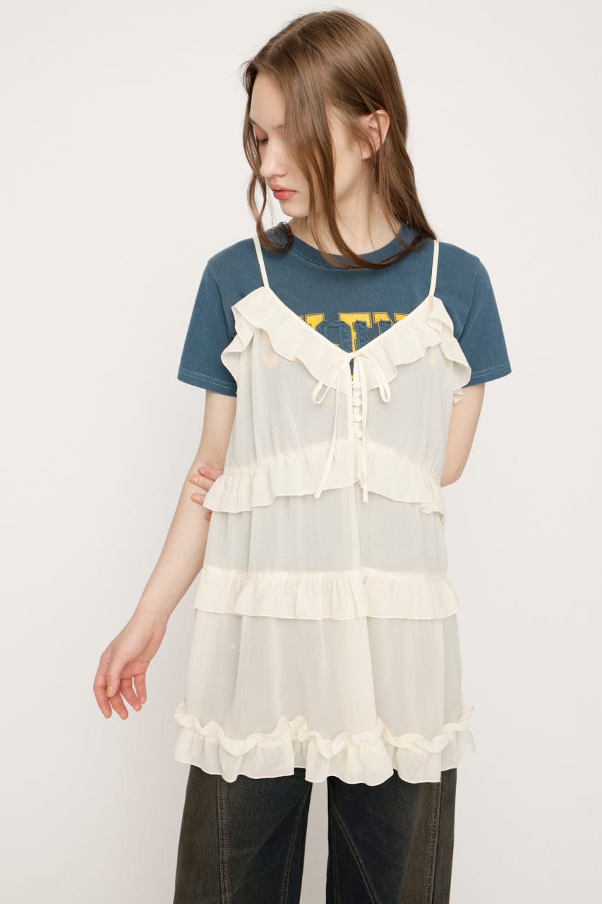 SHEER FRILL CAMI チュニック IVOY FREE