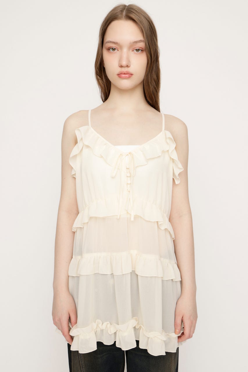 SHEER FRILL CAMI チュニック IVOY FREE