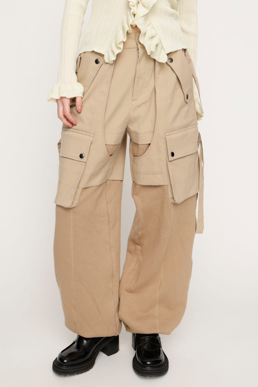 KNIT DOCKING CARGO パンツ L/BEG 1