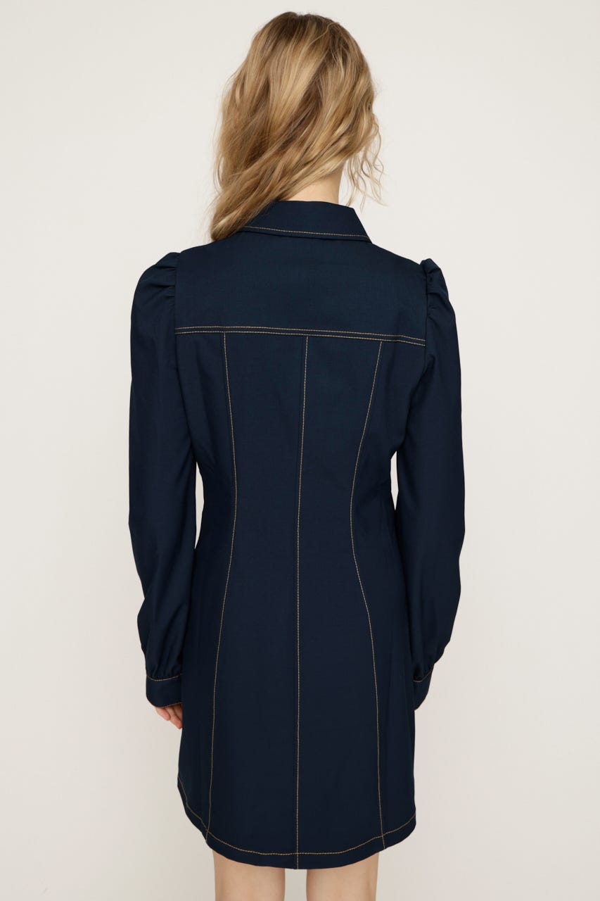 LACE UP FRONT BUTTON ショートワンピース NVY 1