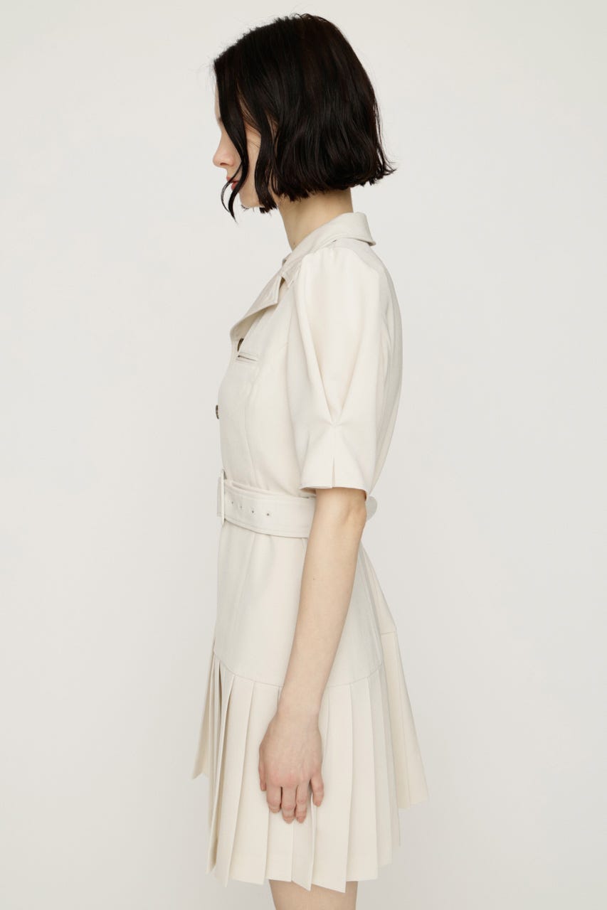 ASYMMETRY PLEATS ショートワンピース IVOY 1