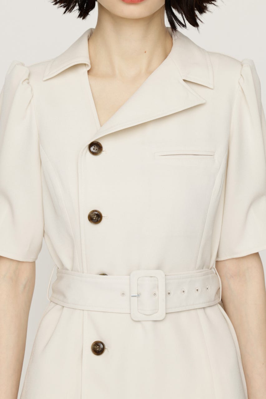ASYMMETRY PLEATS ショートワンピース IVOY 1