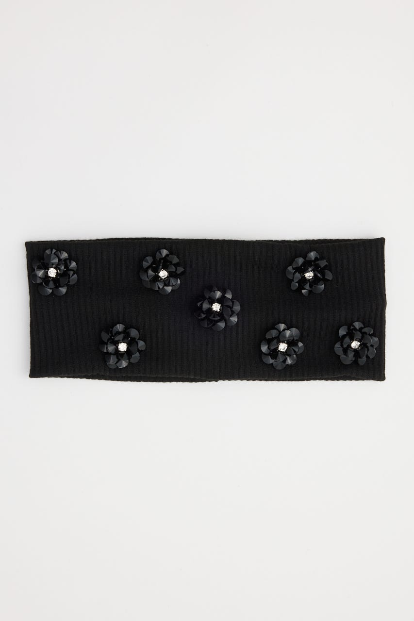 FLOWER SPARKLY HAIR BAND BLK FREE