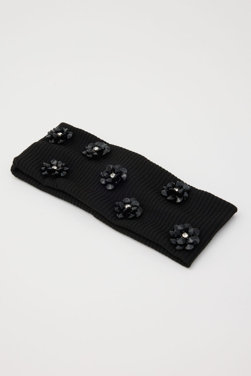 FLOWER SPARKLY HAIR BAND BLK FREE
