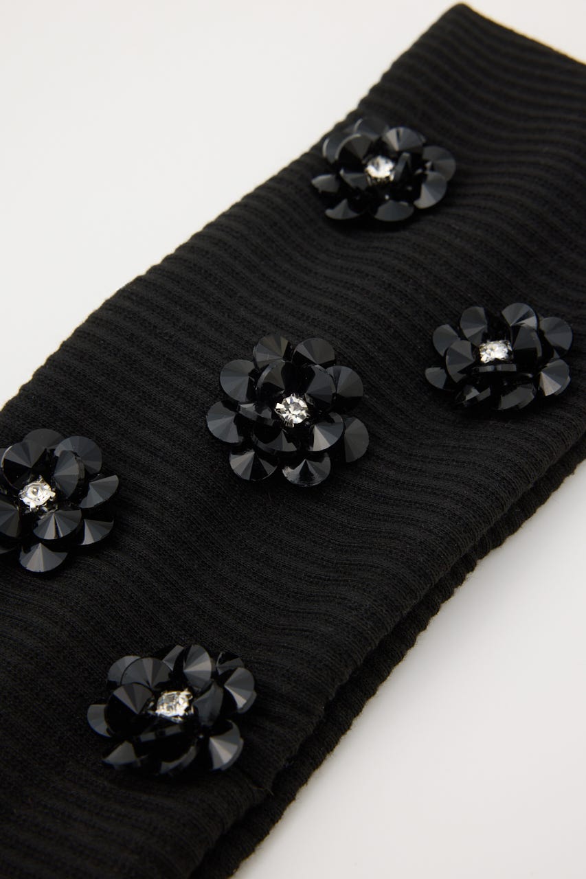 FLOWER SPARKLY HAIR BAND BLK FREE