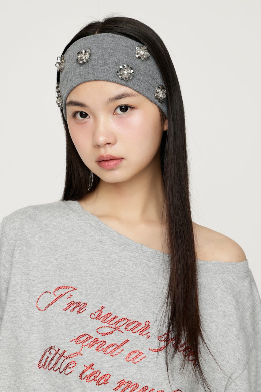 FLOWER SPARKLY HAIR BAND T.GRY FREE