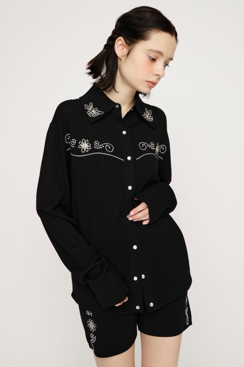 WESTERN STUDS KNIT シャツ BLK FREE
